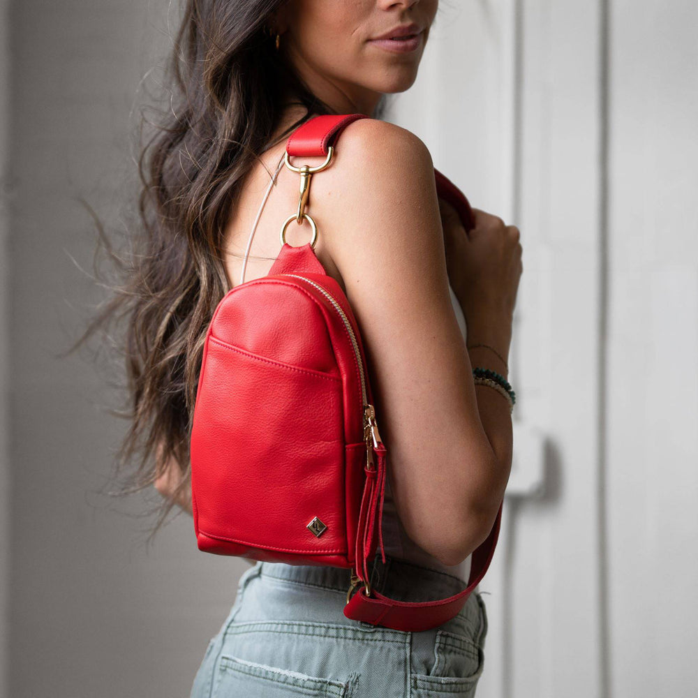 [color:Cherry, CHERRY] [lifestyle] Sling Bag - Lifetime Leather Co