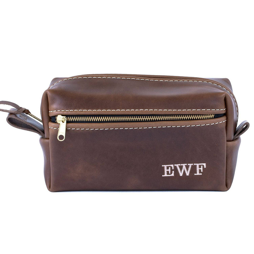 [color:Oxford Natural] Double Zipper Toiletry Bag - Lifetime Leather Co