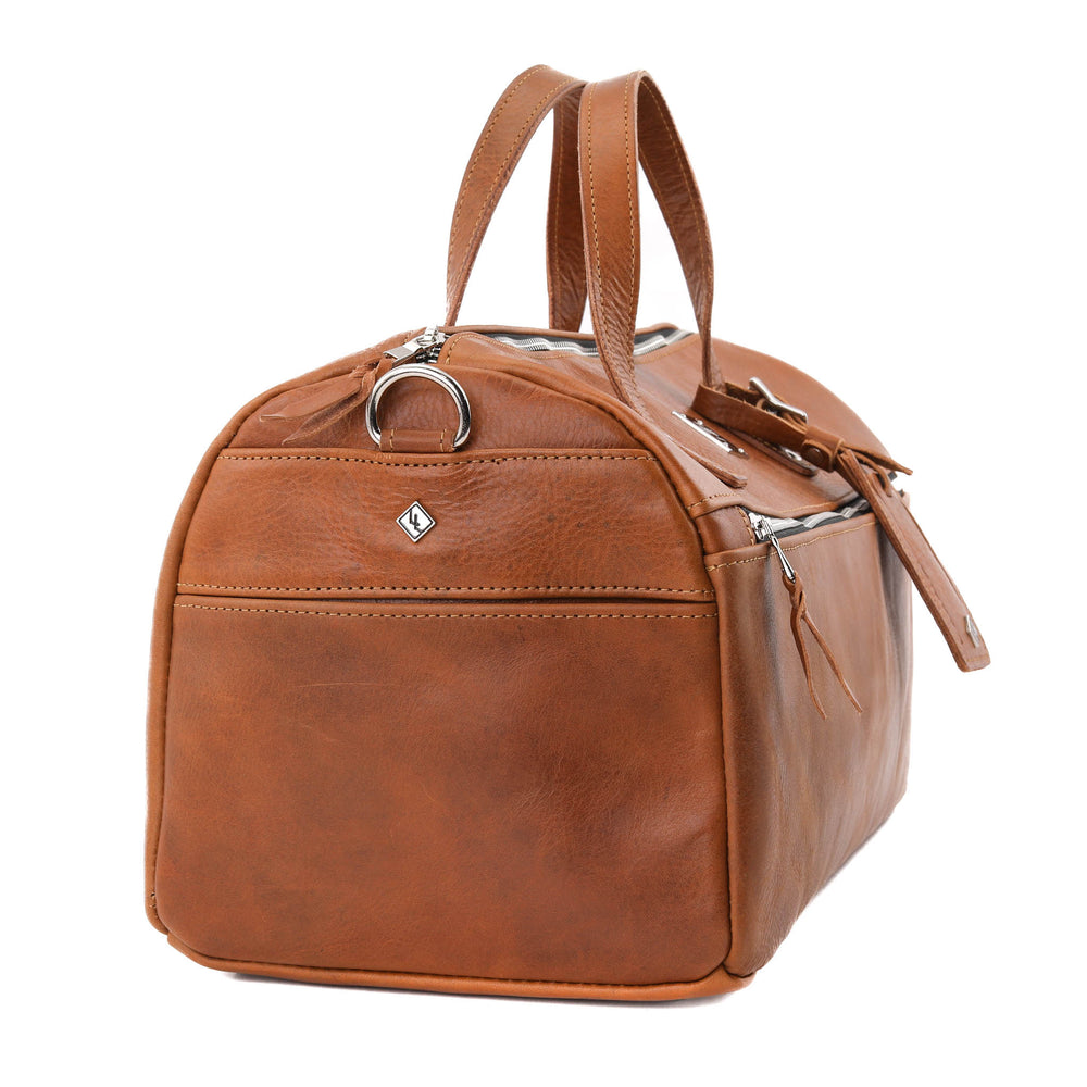 [color:Pecan] Luxury Leather Duffel Bag - Lifetime Leather Co