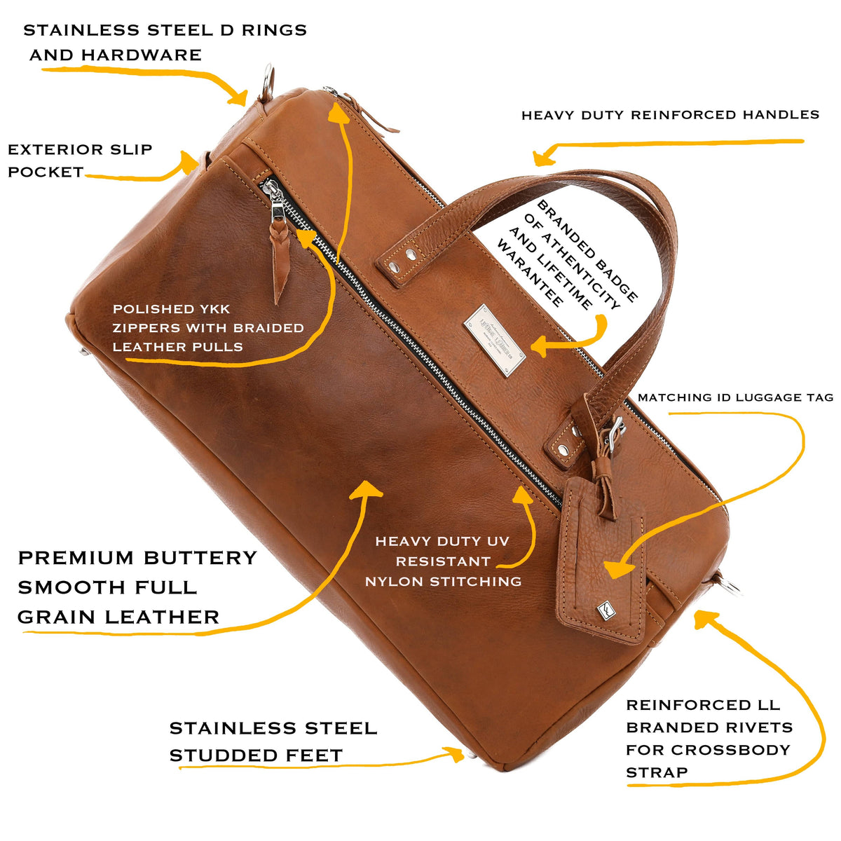 Luxury Leather Duffel Bag - Lifetime Leather Co