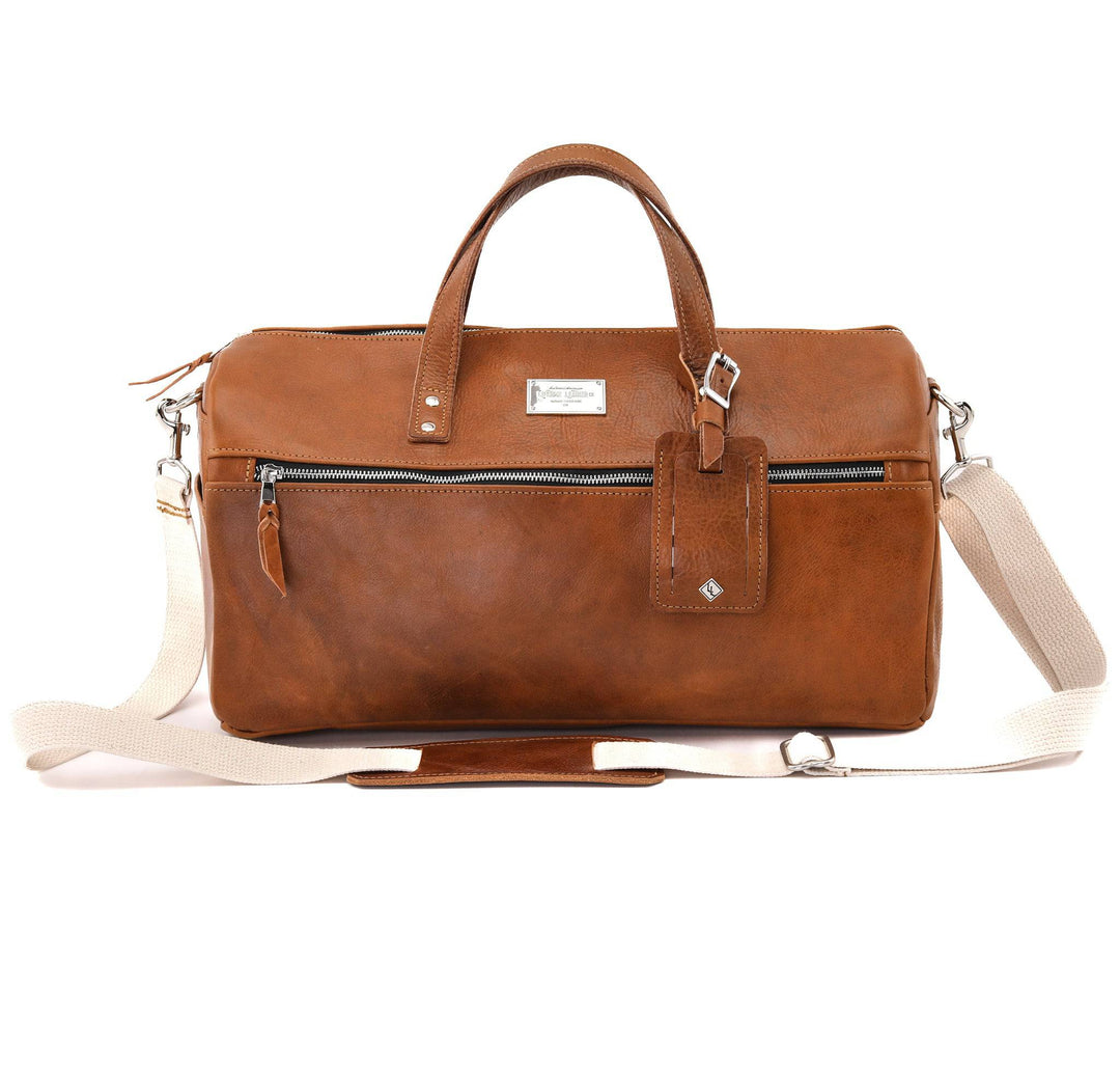 [color:Pecan] Luxury Leather Duffel Bag - Lifetime Leather Co