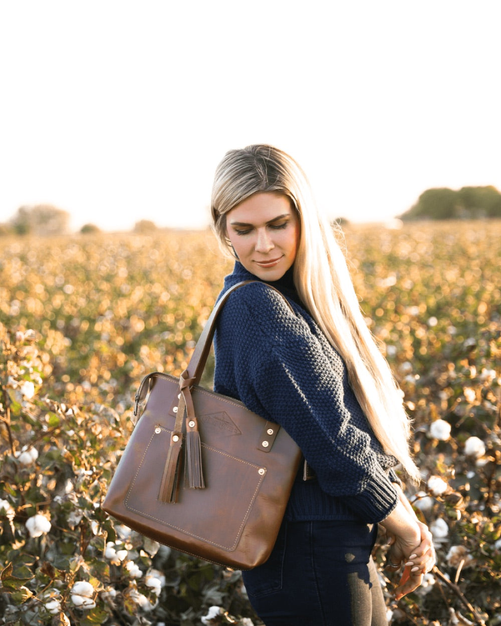 Full-grain leather bag with earned patina